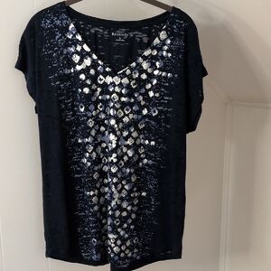 Relativity Navy Top with Metallic Accents